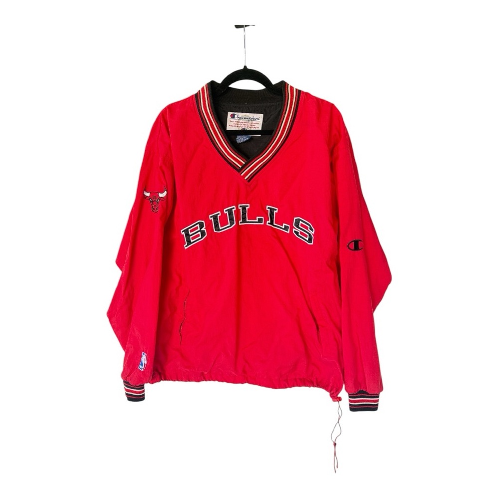 Vintage Champion Red Chicago Bulls Pullover Windbreaker Jacket‎ Size Large